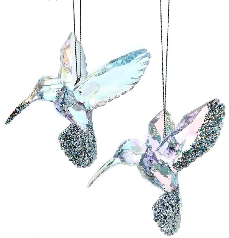 3.75" Opalescent Glittered Bird Ornament