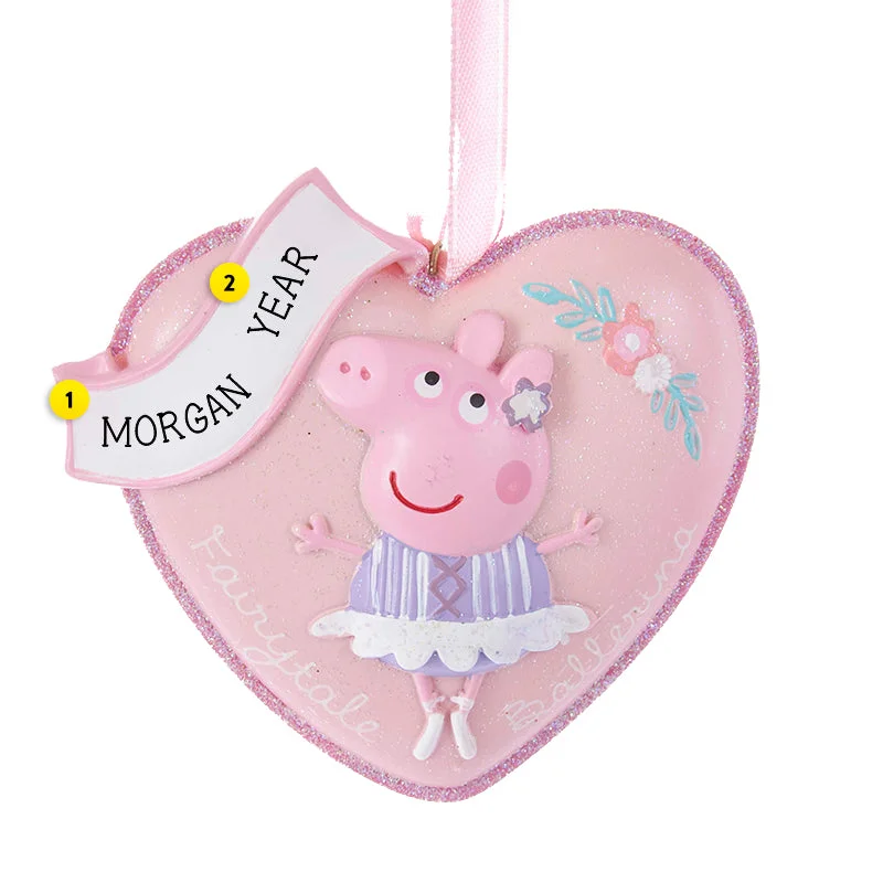 Personalized Peppa Pig Heart Ornament