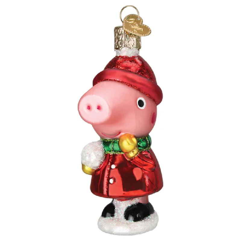 Peppa Pig With Snowball Ornament - Old World Christmas