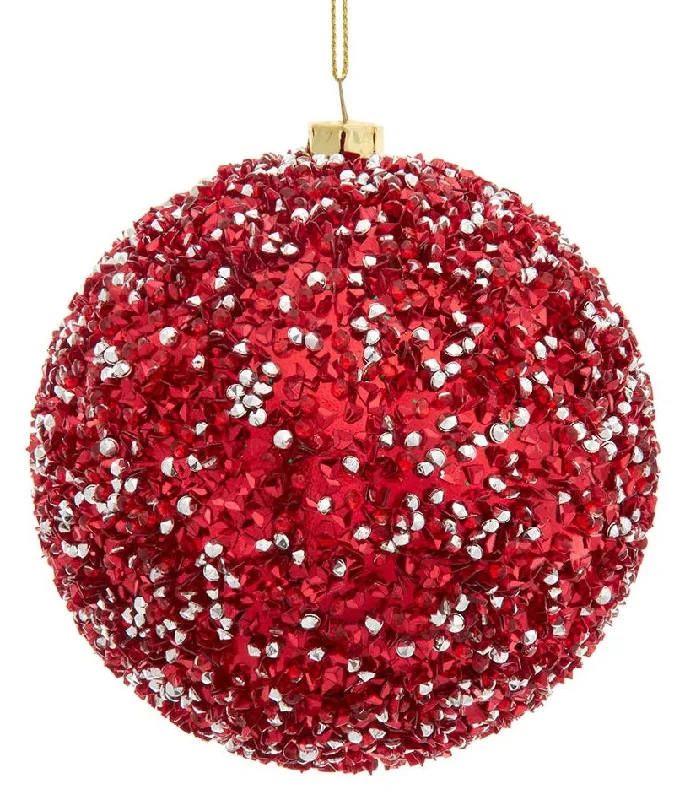 4.25" Plastic Red Bead Ball Ornament