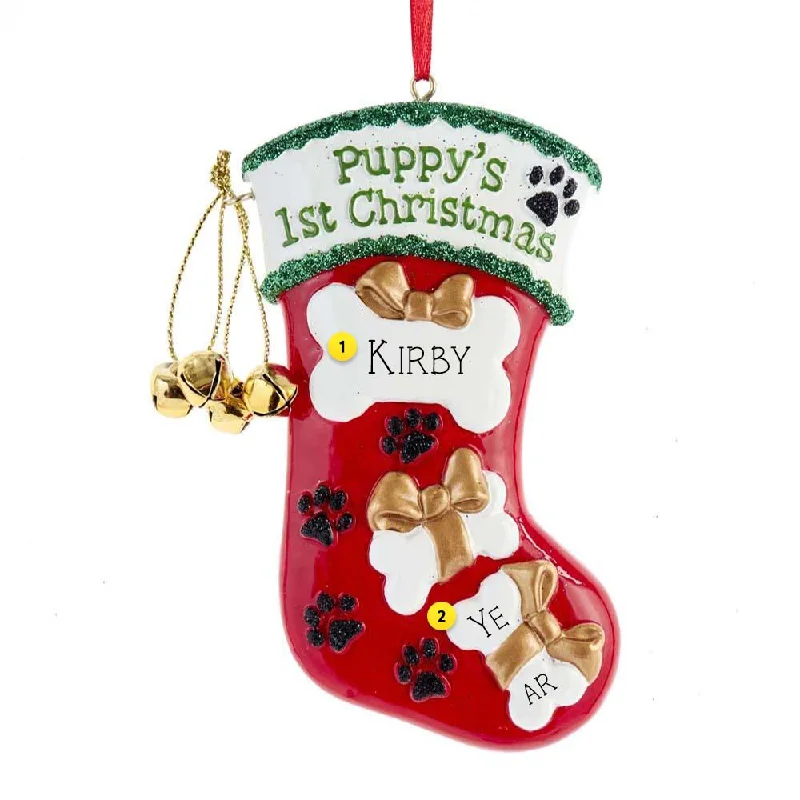 Personalized Puppy's 1st Christmas Stocking Ornament