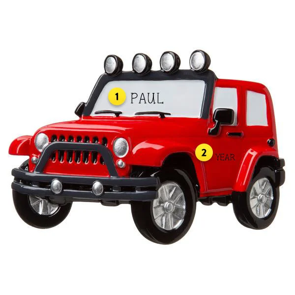 Personalized Red Jeep Ornament