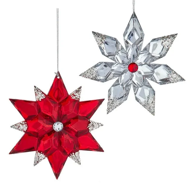 5.1" Red & Silver Snowflake Ornament