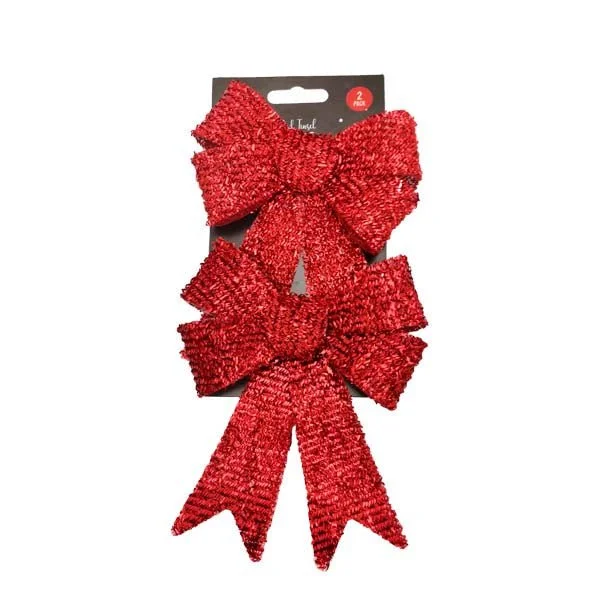 Red Tinsel Bows 2 Pack