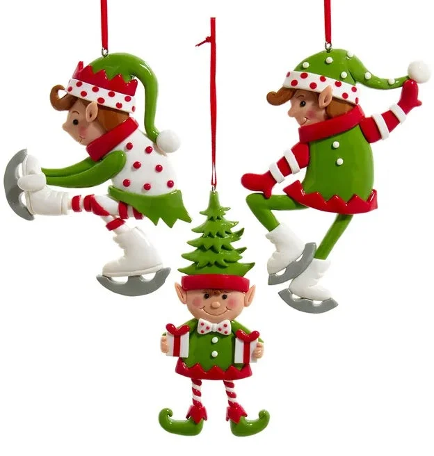 4.7" Red, White & Green Elf Ornament