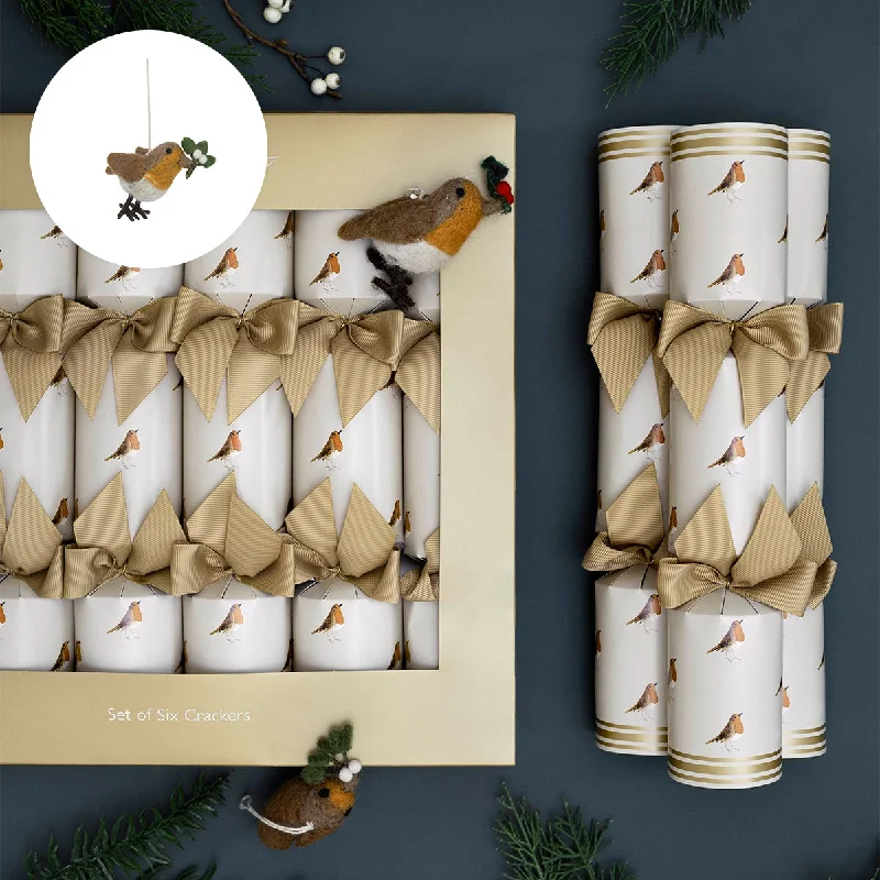 Robin Christmas Crackers (Set of 6)