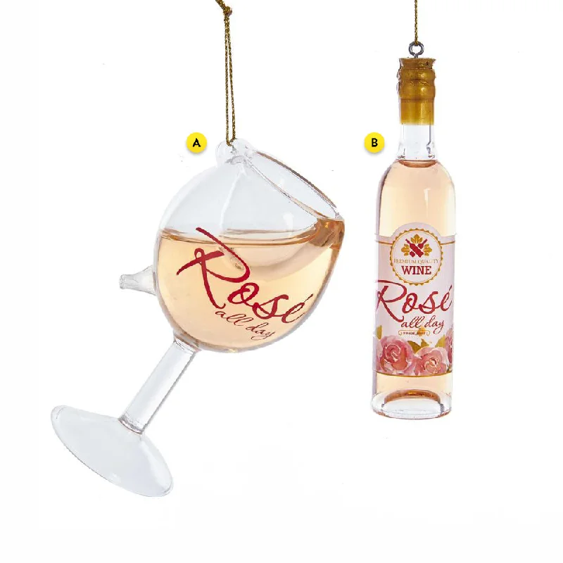 Rosé Wine Bottle or Glass Ornament