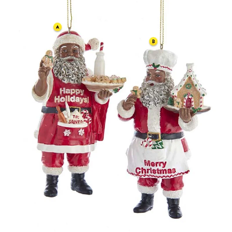 Personalized Chef or Baker Santa Ornament - African American