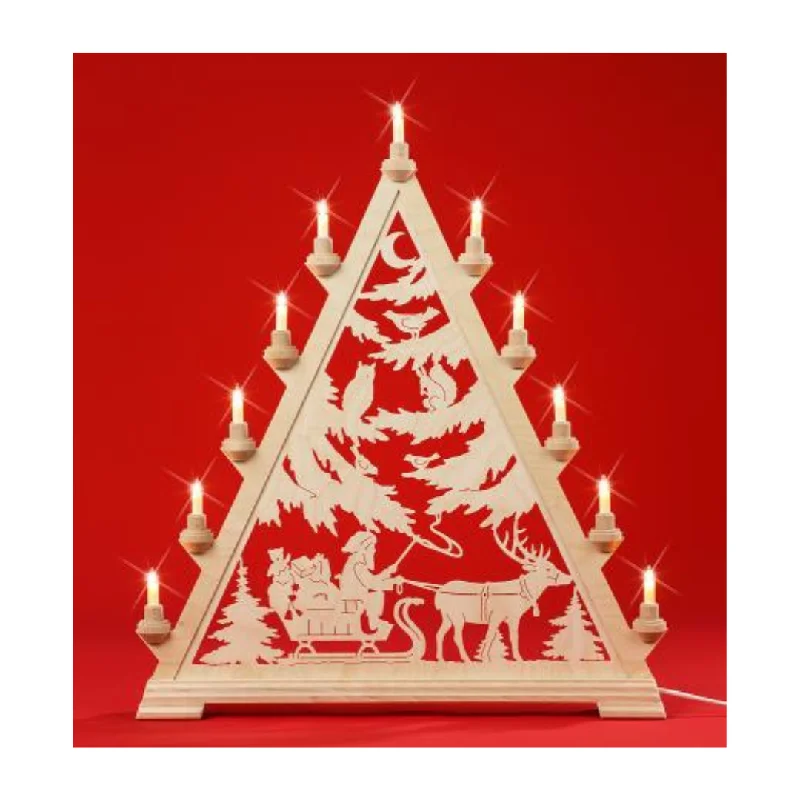 Triangle Santa with Sleigh Schwibbogen, 11 bulbs by Taulin NOT ONLINE