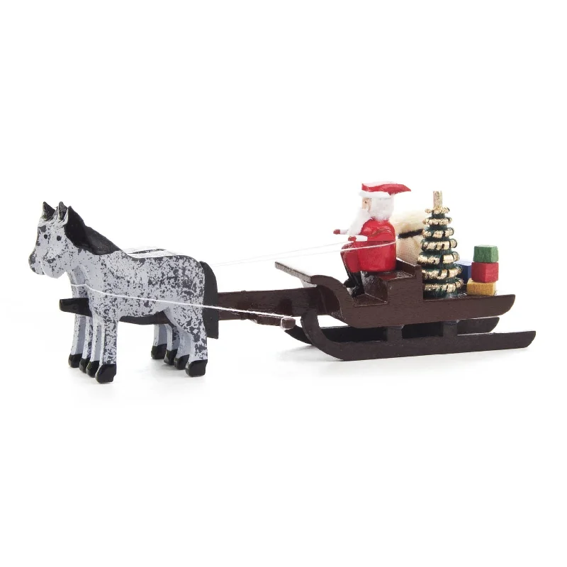 Miniature Horse-Drawn Sled with Santa and Toys by Holzwarenfabrikation Joachim Hoyer