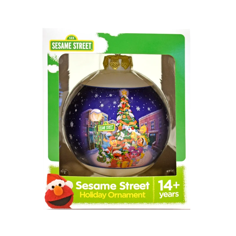 Sesame Street Multi Character Christmas Glass Ball Ornament