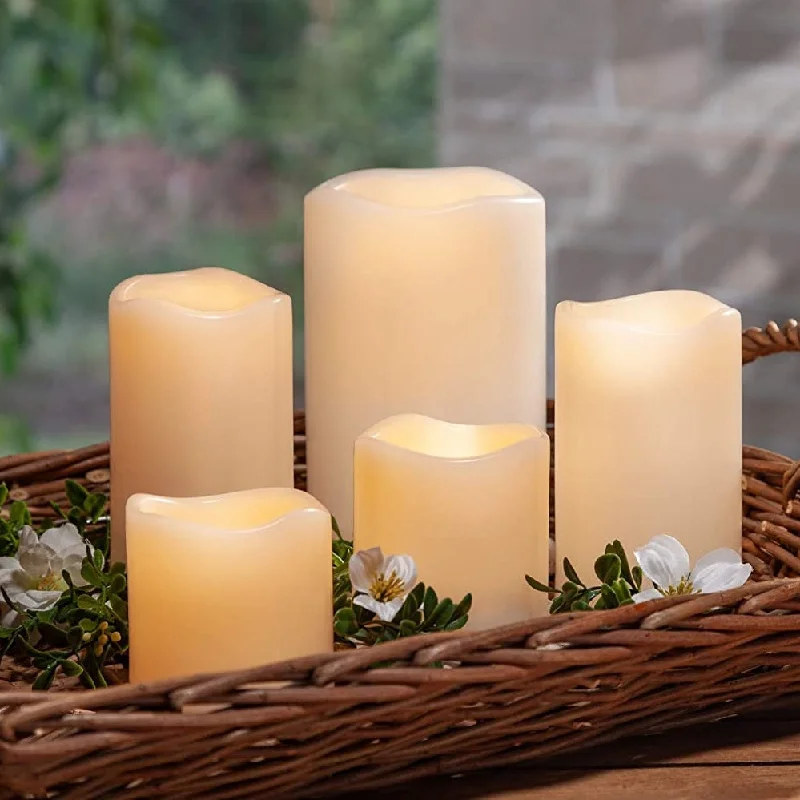 Set of 5 Battery-Operated LED Candles with Remote