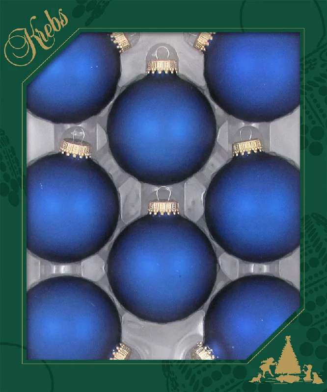 Set of 8 Royal Blue Velvet Christmas Ornaments