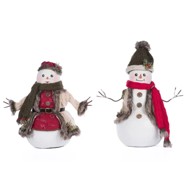 Mr. And Mrs. North Country Snowman Christmas Decorations - Assortment of 2