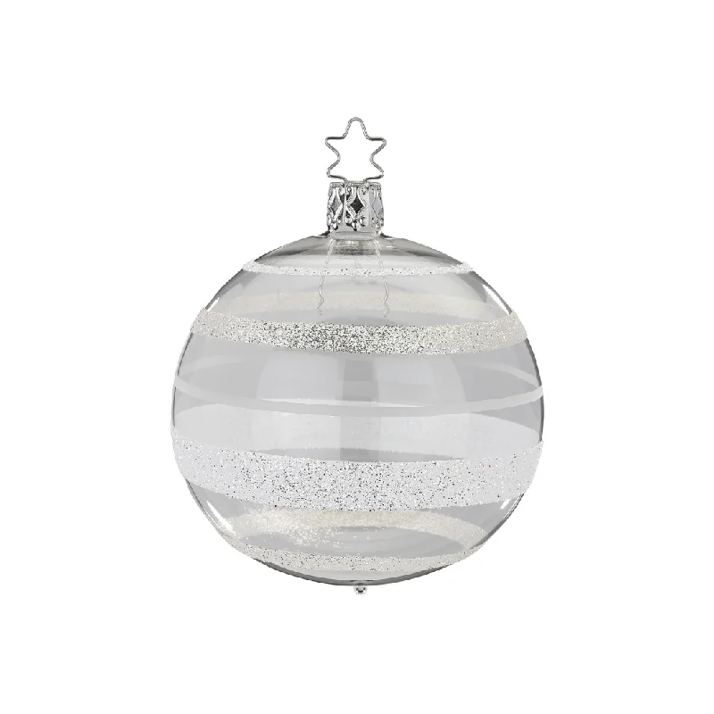 Shimmering Stripes Ball, silver, 8cm by Inge Glas of Germany