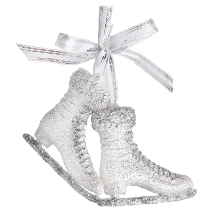 4.2" Silver Glitter Ice Skate Ornament