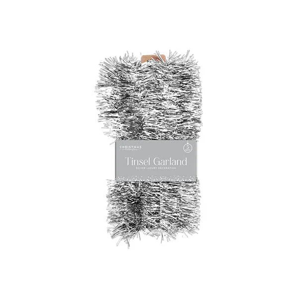 Silver Tinsel Garland 5 Metre