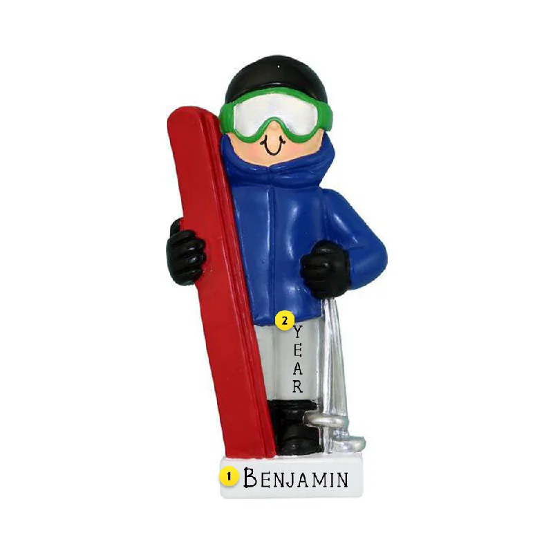 Personalized Skier Ornament - Male