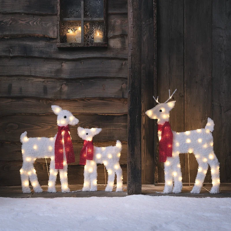 57cm Snowy Reindeer Family with Christmas Scarves LED 2D Figures