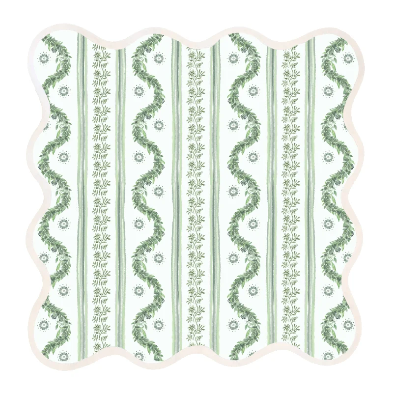 Square Scalloped Placemat, Boxwood Garden - Sage