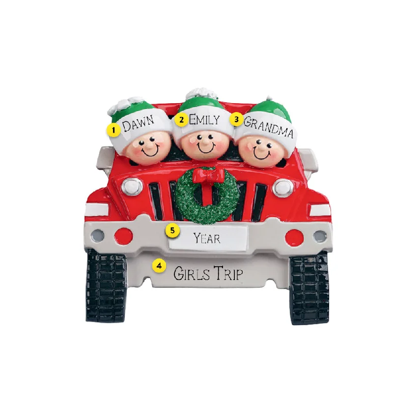 Personalized SUV Family of 3 Ornament