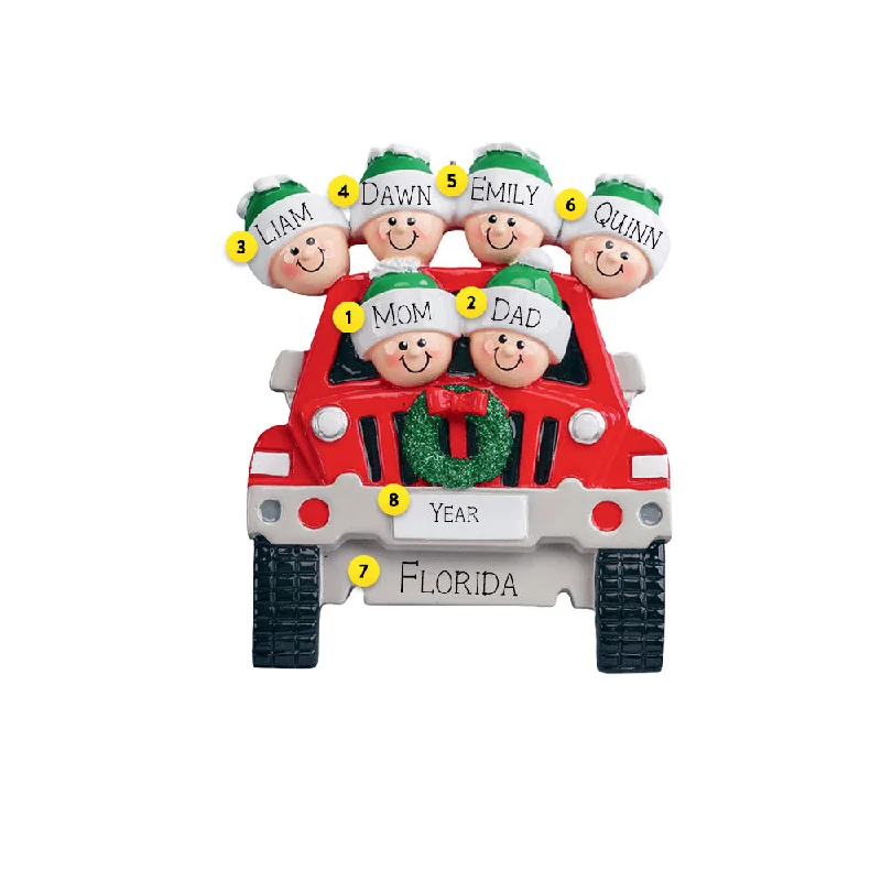 Personalized SUV Family of 6 Ornament