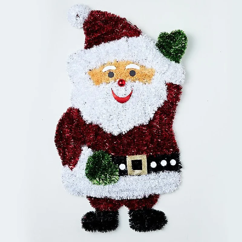 Tinsel Waving Santa Plaque