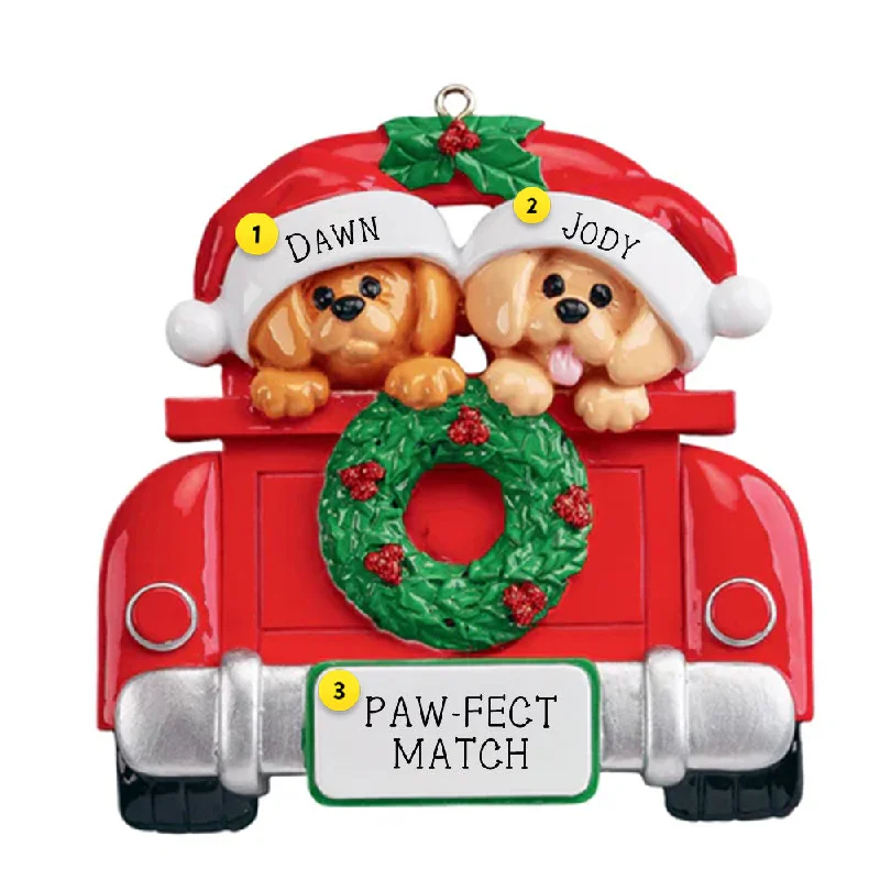 Personalized Two Dogs in Car Ornament