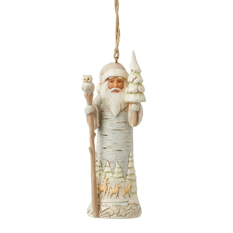 Wdlnd Birch Bark Santa Orn