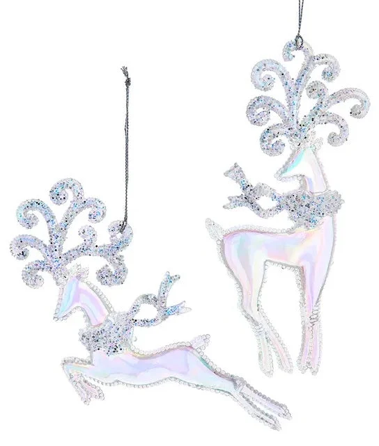 White Opalescent Deer Ornament