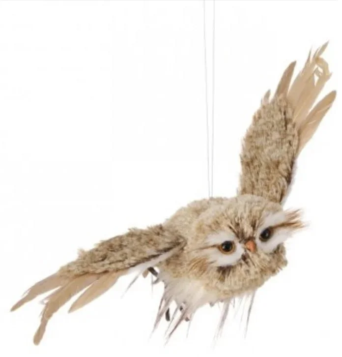 12.5" Winter Chalet Flying Feather Owl Ornament