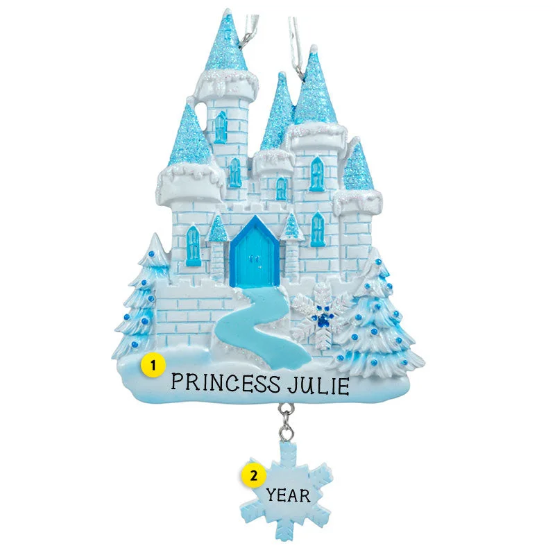 Personalized Winter Princess Castle Ornament