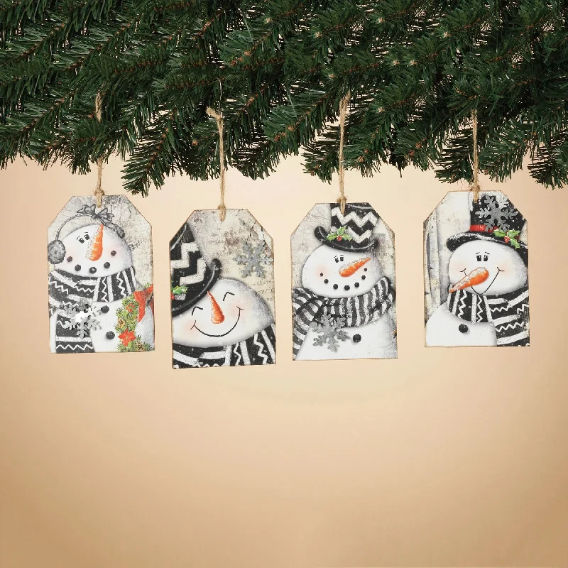 Wooden Snowman Tag Ornaments